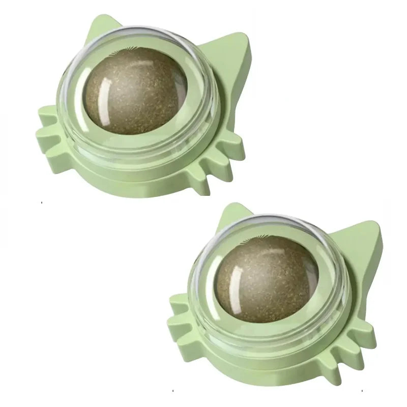 Lickable Catnip Ball Toy – 360° Rotating Chew Toy for Cats | Teeth Cleaning &amp; Wall-Mountable Play Ball - Ditzy Petunia