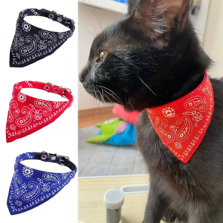 Adjustable Pet Scarf Collar with Triangle Bandana – For Small Dogs &amp; Cats - Ditzy Petunia