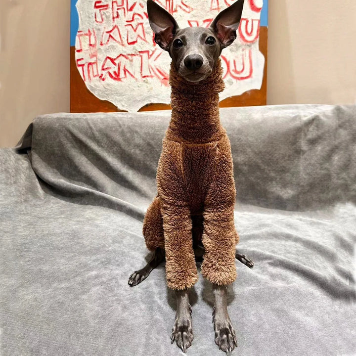 Fleece Dog Onesie - Warm High Neck Winter Coat for Italian Greyhounds, Whippets &amp; Small Dogs - Ditzy Petunia