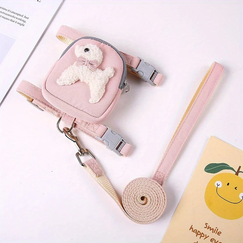 Adjustable Pet Vest with Backpack &amp; Leash – Outdoor Harness for Small &amp; Medium Dogs - Ditzy Petunia