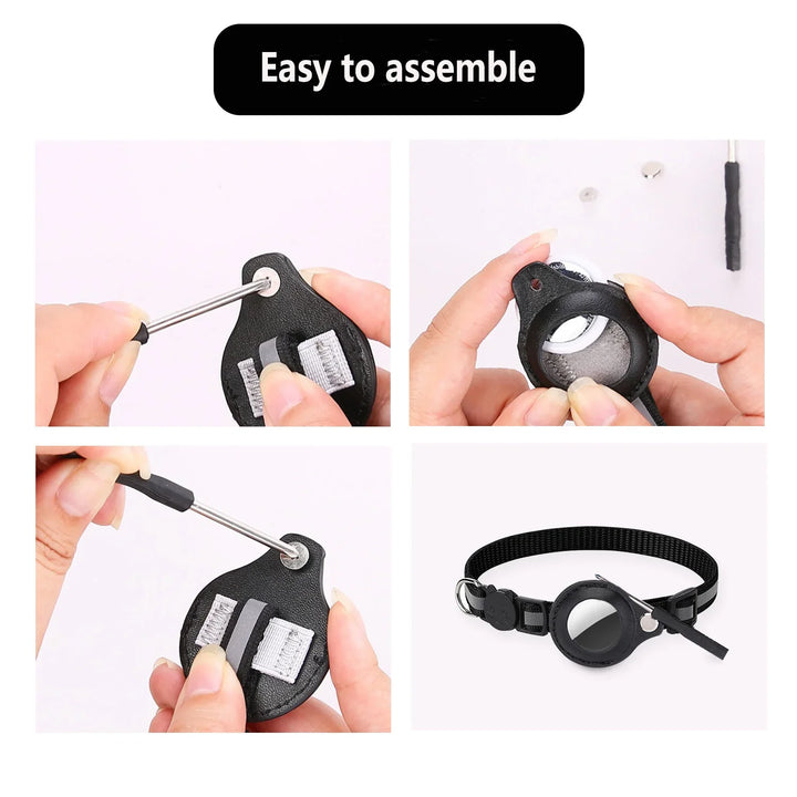 Cat AirTag Holder Collar - Reflective, Adjustable &amp; Waterproof - Ditzy Petunia