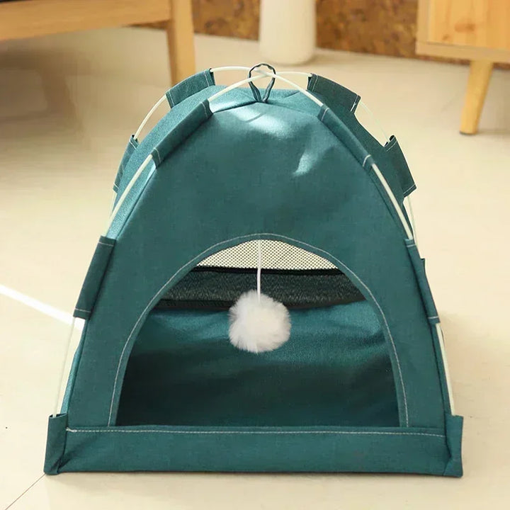 Warm Cat Tent Bed &amp; Cave House – Breathable, Removable Cushion, Non-Slip Base