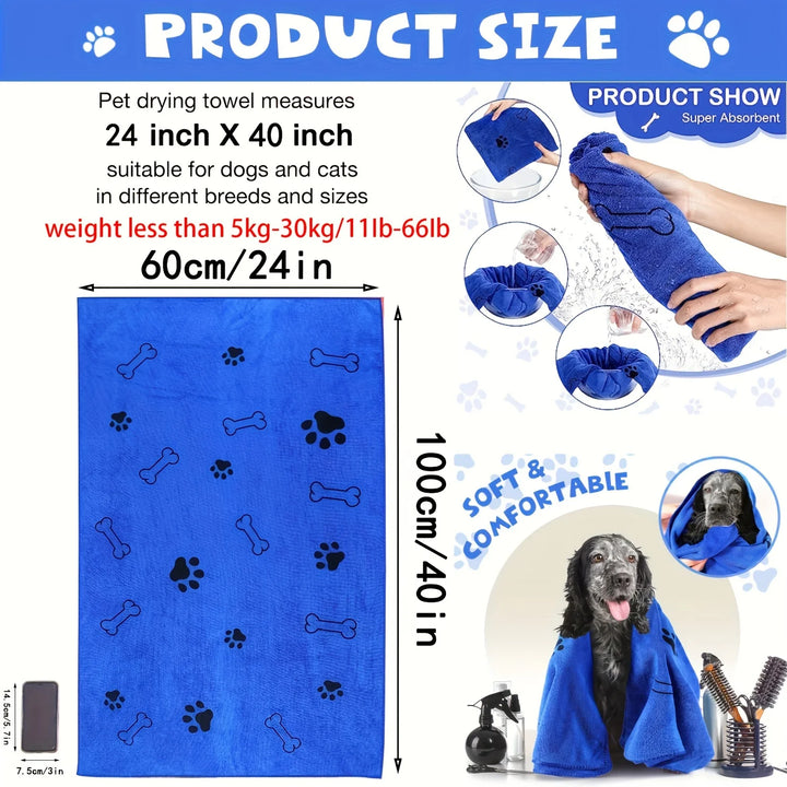 Quick-Drying Microfiber Dog Towel – Super Absorbent Pet Bath Towel 1pc - Ditzy Petunia
