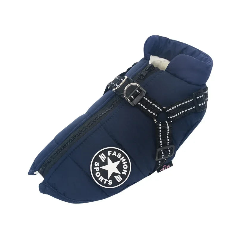 Waterproof Dog Jacket with Harness - Winter Warm Coat for Small to Large Dogs Ditzy Petunia