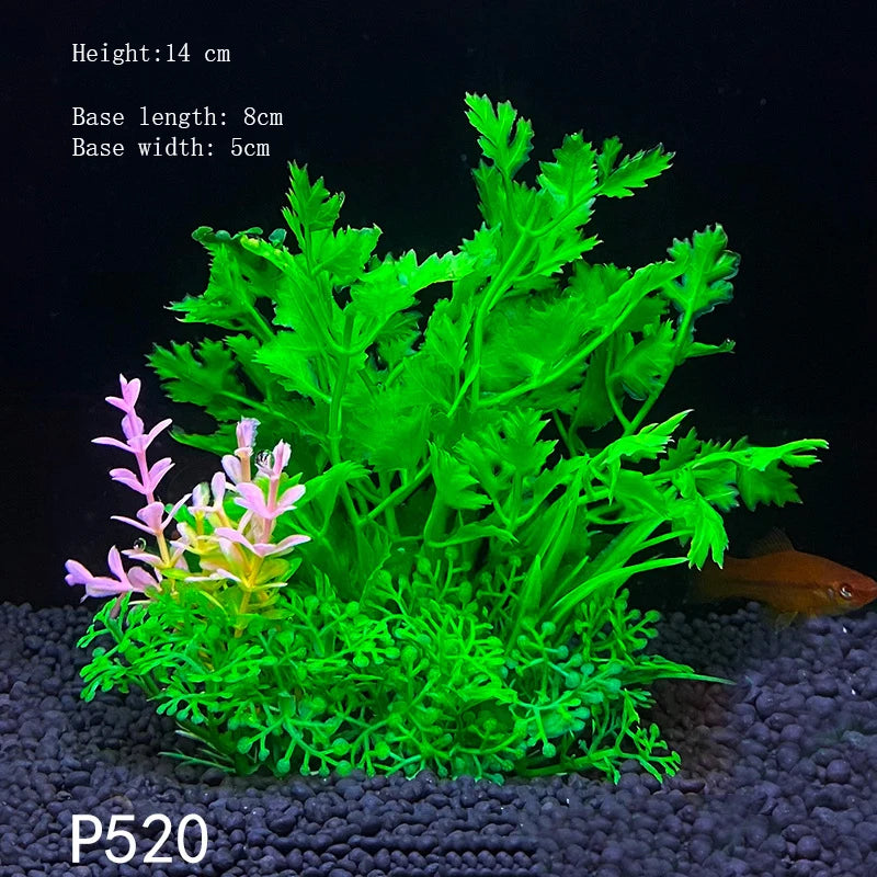 Artificial Aquarium Plant Decoration – Plastic Greenery with Resin Base