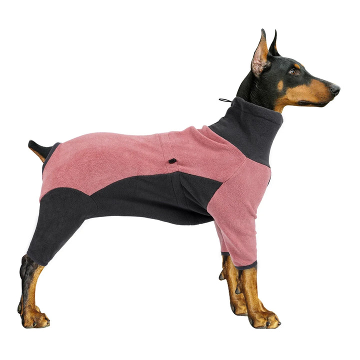 Windproof Dog Pullover Bodysuit - Adjustable Fleece Coat for Medium &amp; Large Dogs - Easy Wear with Elastic Cuffs Ditzy Petunia