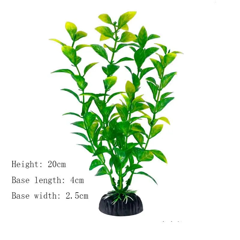 Artificial Aquarium Plant Decoration – Plastic Greenery with Resin Base