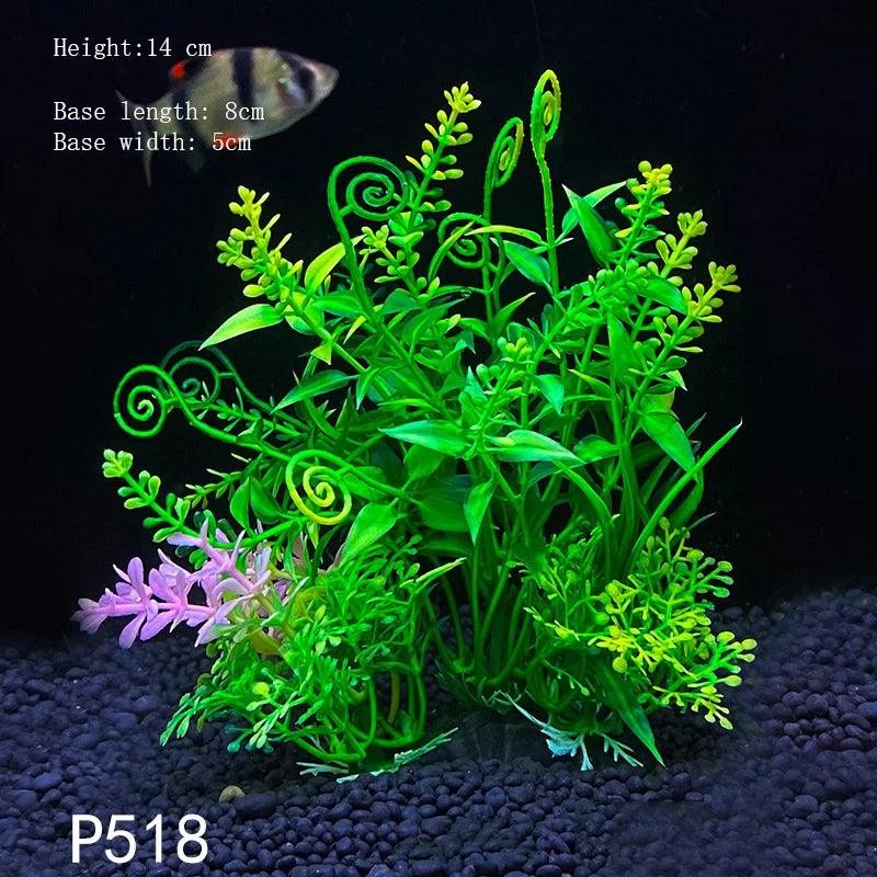 Artificial Aquarium Plant Decoration – Plastic Greenery with Resin Base