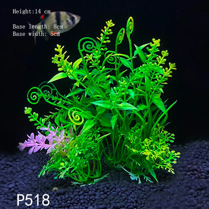 Artificial Aquarium Plant Decoration – Plastic Greenery with Resin Base
