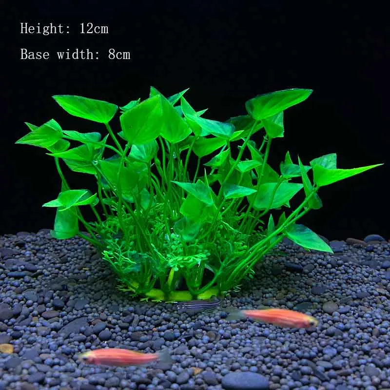 Artificial Aquarium Plant Decoration – Plastic Greenery with Resin Base