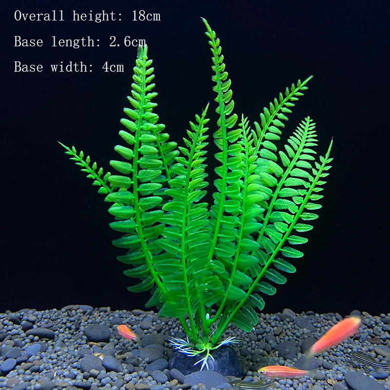 Artificial Aquarium Plant Decoration – Plastic Greenery with Resin Base