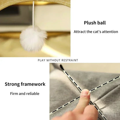 Warm Cat Tent Bed & Cave House – Breathable, Removable Cushion, Non-Slip Base