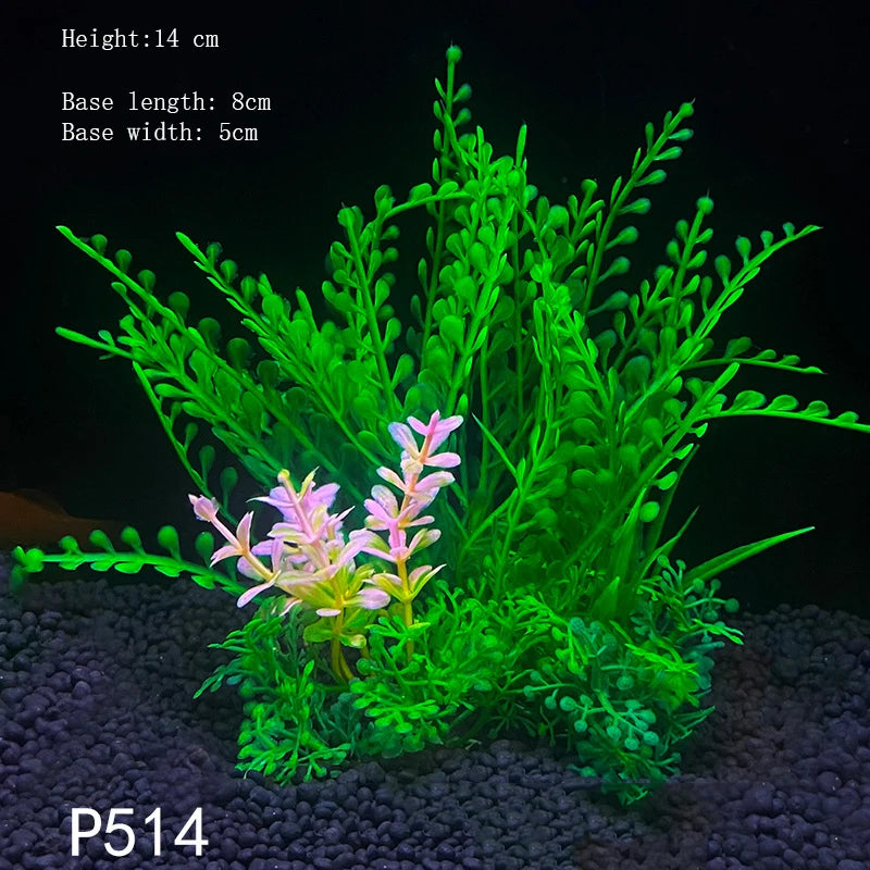 Artificial Aquarium Plant Decoration – Plastic Greenery with Resin Base