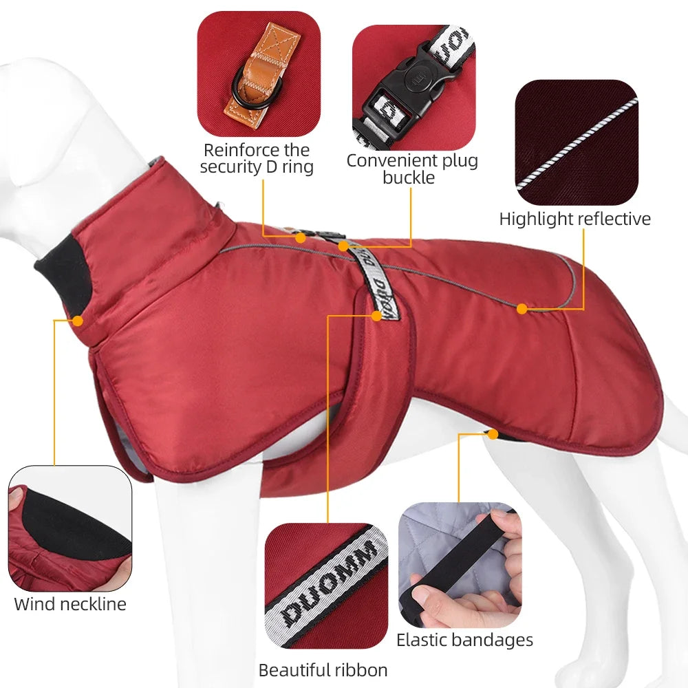 Big Dog Jacket Windproof Winter Warm Dog Clothes for Medium Large Dogs Labrador Coat Golden Retriever Costume Pitbull Outfits - Ditzy Petunia