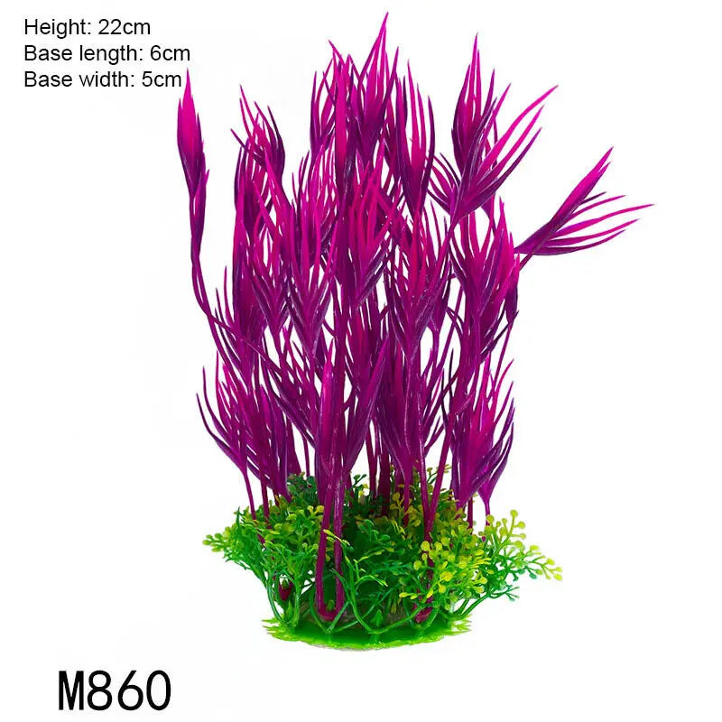 Artificial Aquarium Plant Decoration – Plastic Greenery with Resin Base