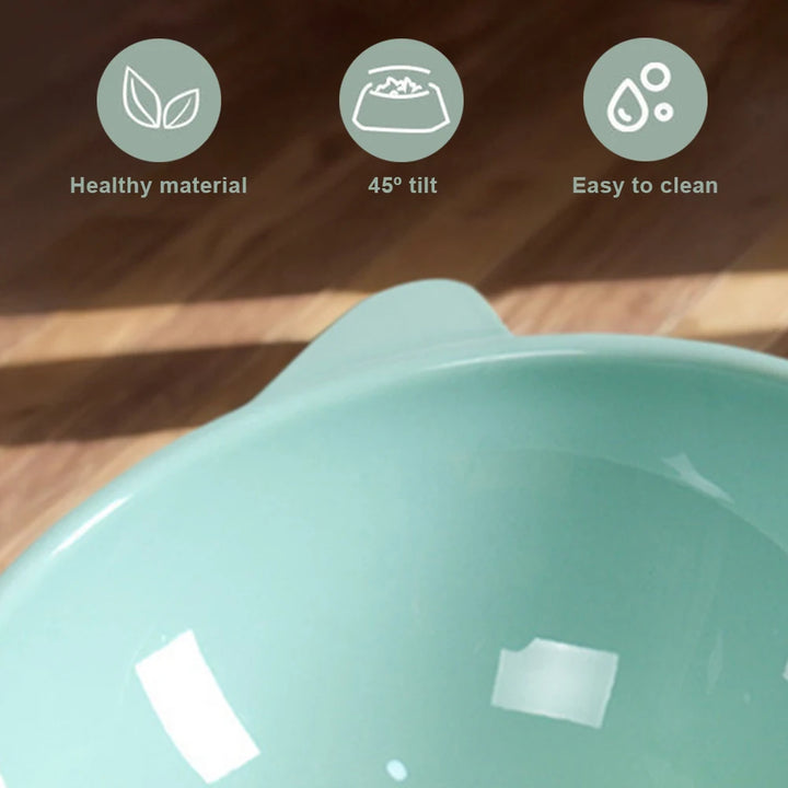Tilted Cat/Dogs Food Bowl – Ergonomic &amp; Whisker-Friendly Design - Ditzy Petunia