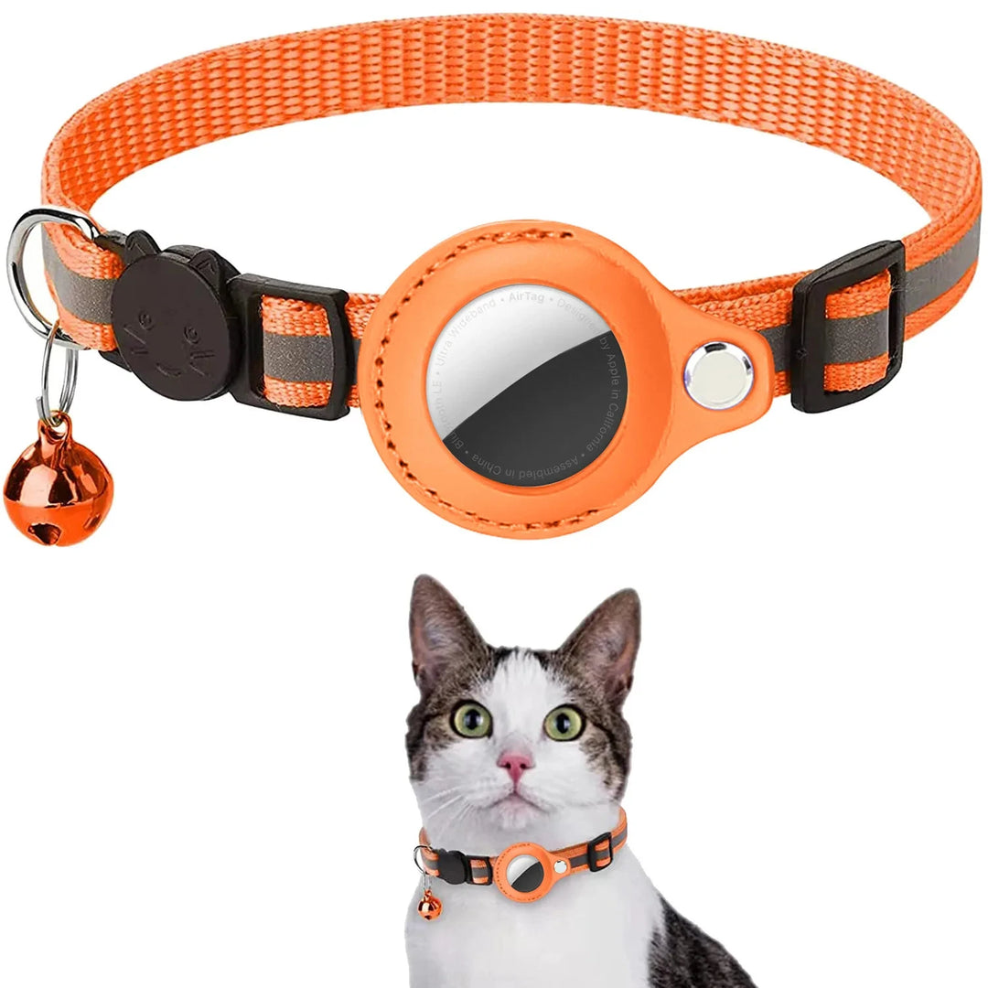 Cat AirTag Holder Collar - Reflective, Adjustable &amp; Waterproof - Ditzy Petunia