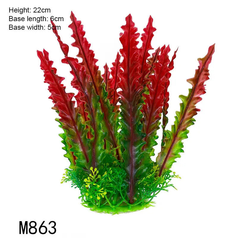 Artificial Aquarium Plant Decoration – Plastic Greenery with Resin Base