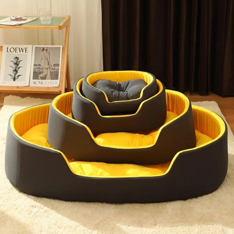 Calming Plush Dog Bed – Soft Round Pet Sofa with Non-Slip Base - Ditzy Petunia