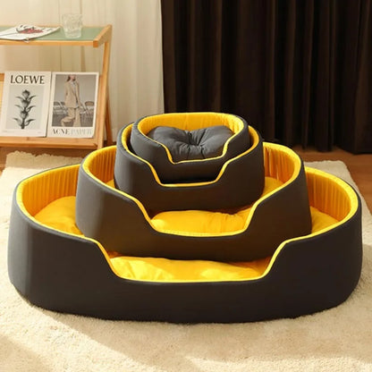 Calming Plush Dog Bed – Soft Round Pet Sofa with Non-Slip Base