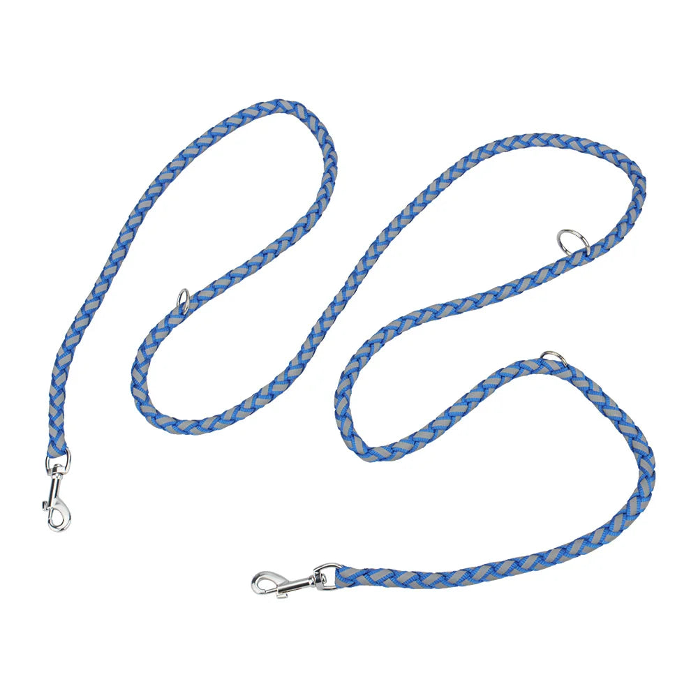 Reflective Double Dog Leash with Waist Belt – Hands-Free Walking for Two Dogs - Ditzy Petunia