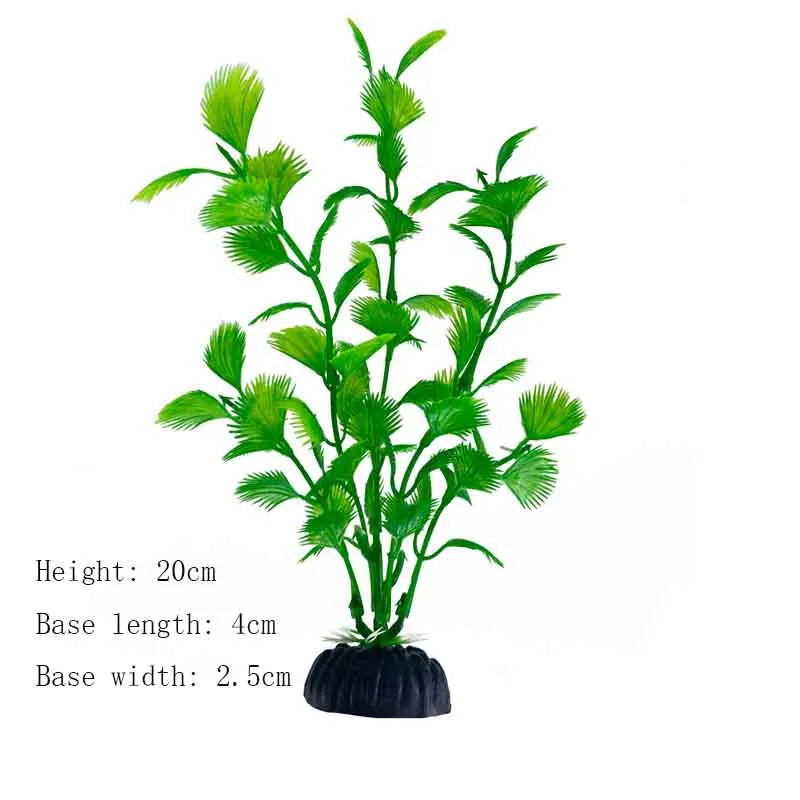 Artificial Aquarium Plant Decoration – Plastic Greenery with Resin Base