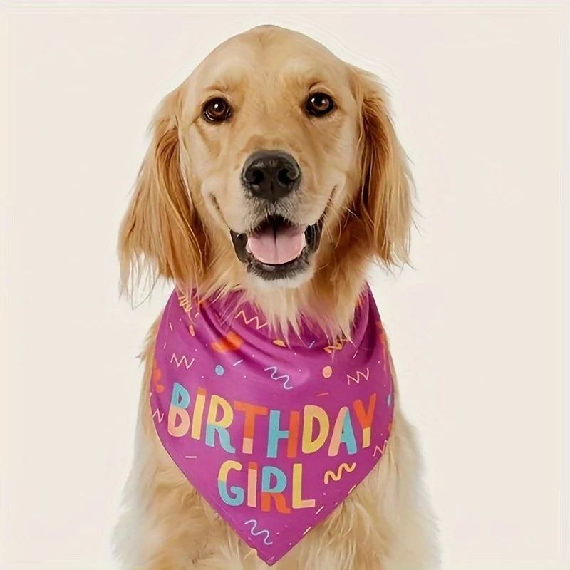 Birthday Bandana for Dogs – "Birthday Girl" & "Birthday Boy" Design - Ditzy Petunia