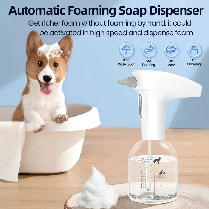 Automatic Pet Foaming Soap Dispenser – USB Rechargeable Cat & Dog Shampoo Machine Ditzy Petunia