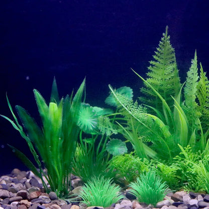 Artificial Aquarium Plant Decoration – Plastic Greenery with Resin Base