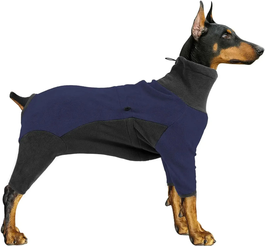 Windproof Dog Pullover Bodysuit - Adjustable Fleece Coat for Medium &amp; Large Dogs - Easy Wear with Elastic Cuffs Ditzy Petunia