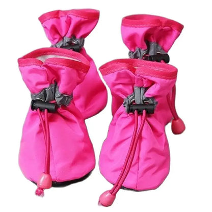 4pcs Waterproof PU Dog Shoes – Non-Slip Puppy Boots for Small to Medium Dogs