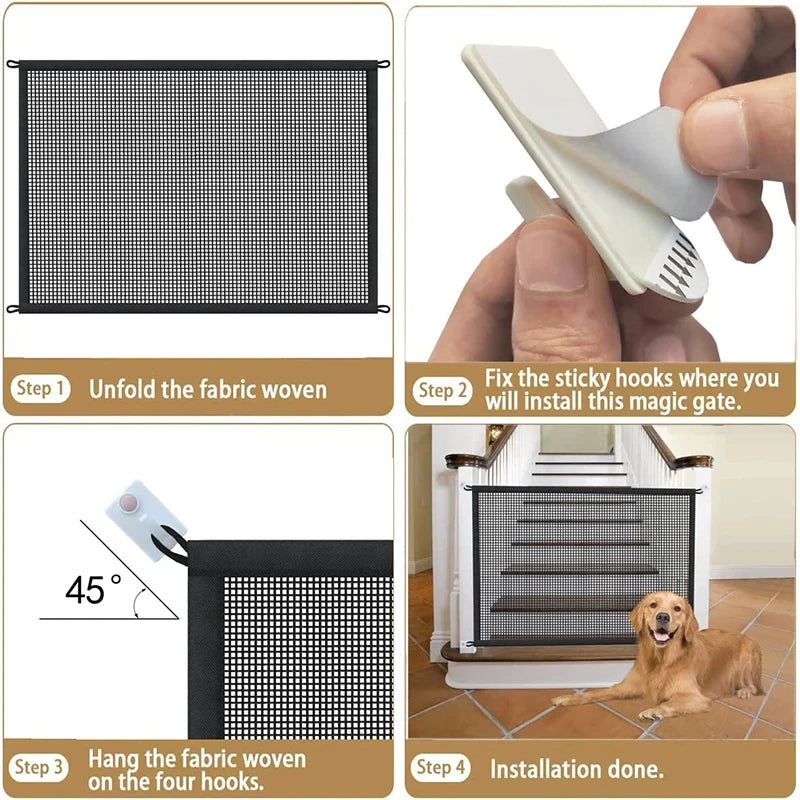 Pet Dog Safety Fence - Breathable Mesh Barrier for Stairs and Playpen - Ditzy Petunia