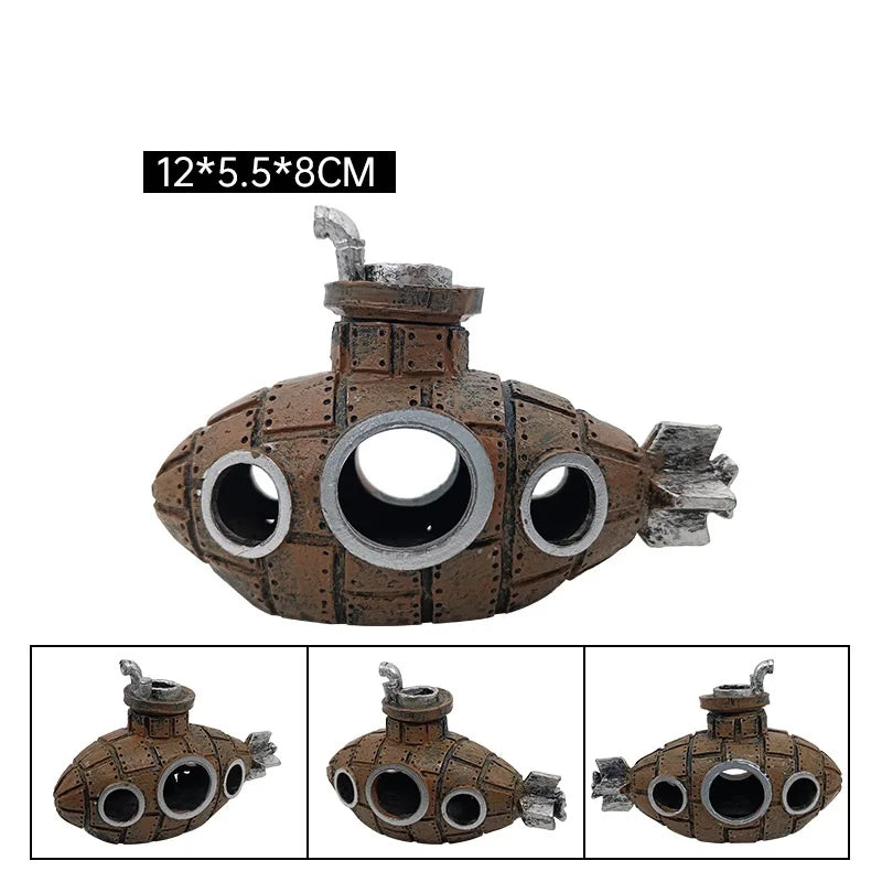Resin Submarine Aquarium Ornament – Decorative Tank Decoration - Ditzy Petunia