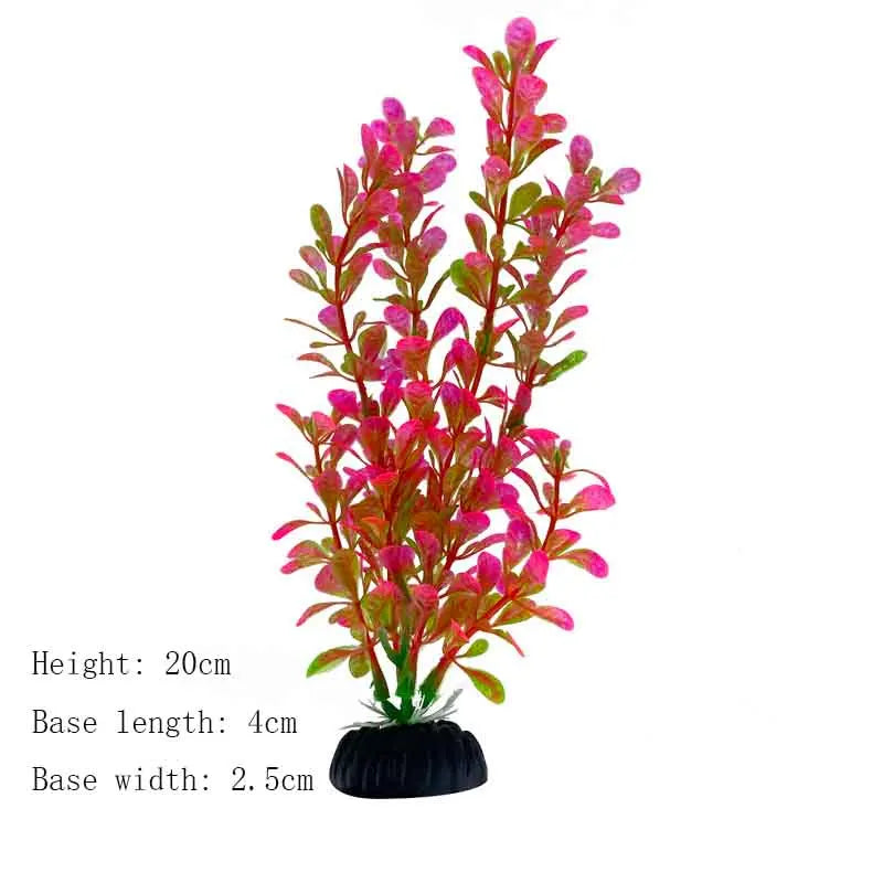 Artificial Aquarium Plant Decoration – Plastic Greenery with Resin Base