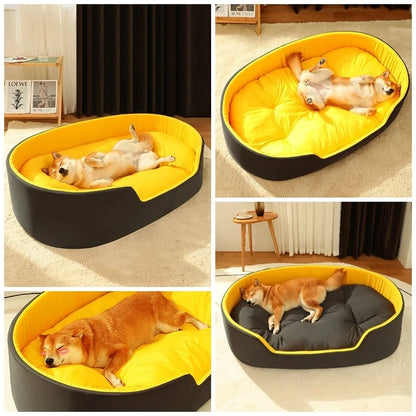 Calming Plush Dog Bed – Soft Round Pet Sofa with Non-Slip Base
