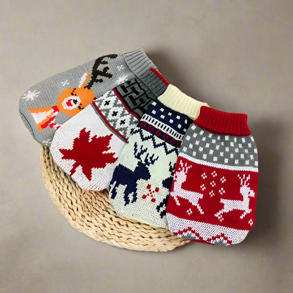 Warm Pet Dog Sweaters – Winter Clothes for Small Medium Dogs, Knitted Coat for Puppies, Cats (Chihuahua, Yorkie, French Bulldogs) - Ditzy Petunia