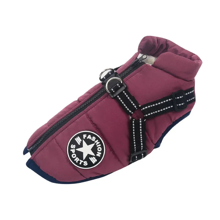 Waterproof Dog Jacket with Harness - Winter Warm Coat for Small to Large Dogs Ditzy Petunia