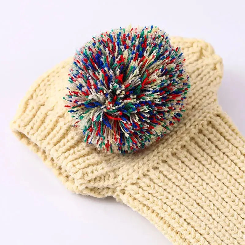 Winter Italian Greyhound Whippet Hat with Fur Ball | Elastic Wool Pet Hat for Puppies &amp; Big Dogs Ditzy Petunia