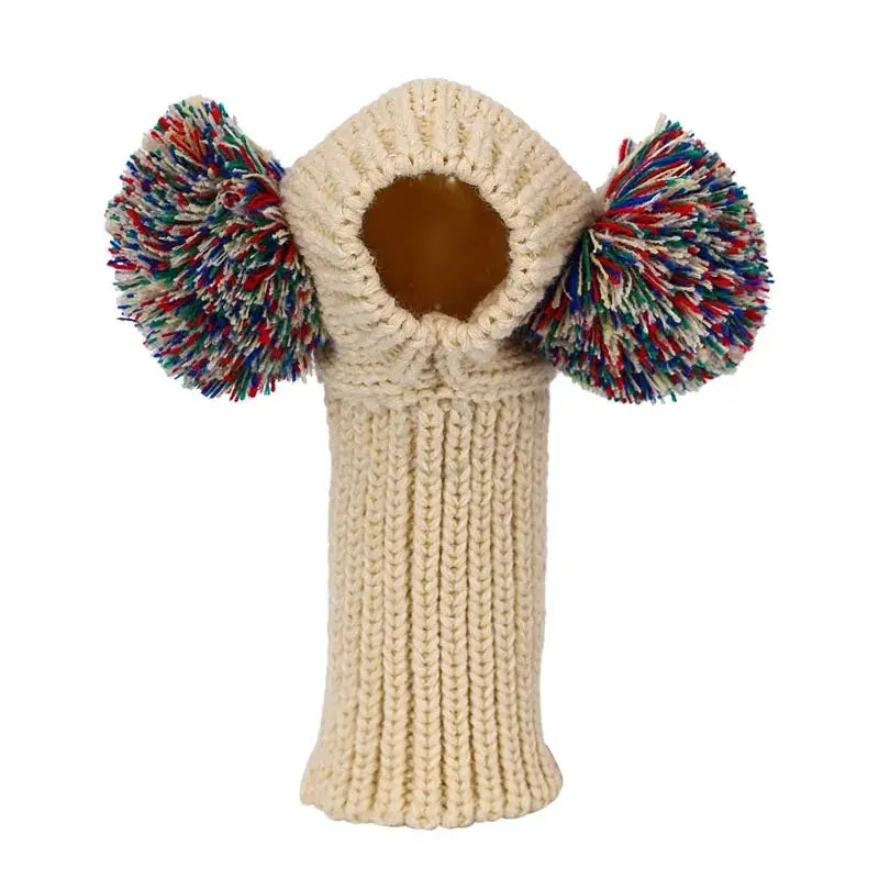 Winter Italian Greyhound Whippet Hat with Fur Ball | Elastic Wool Pet Hat for Puppies &amp; Big Dogs Ditzy Petunia
