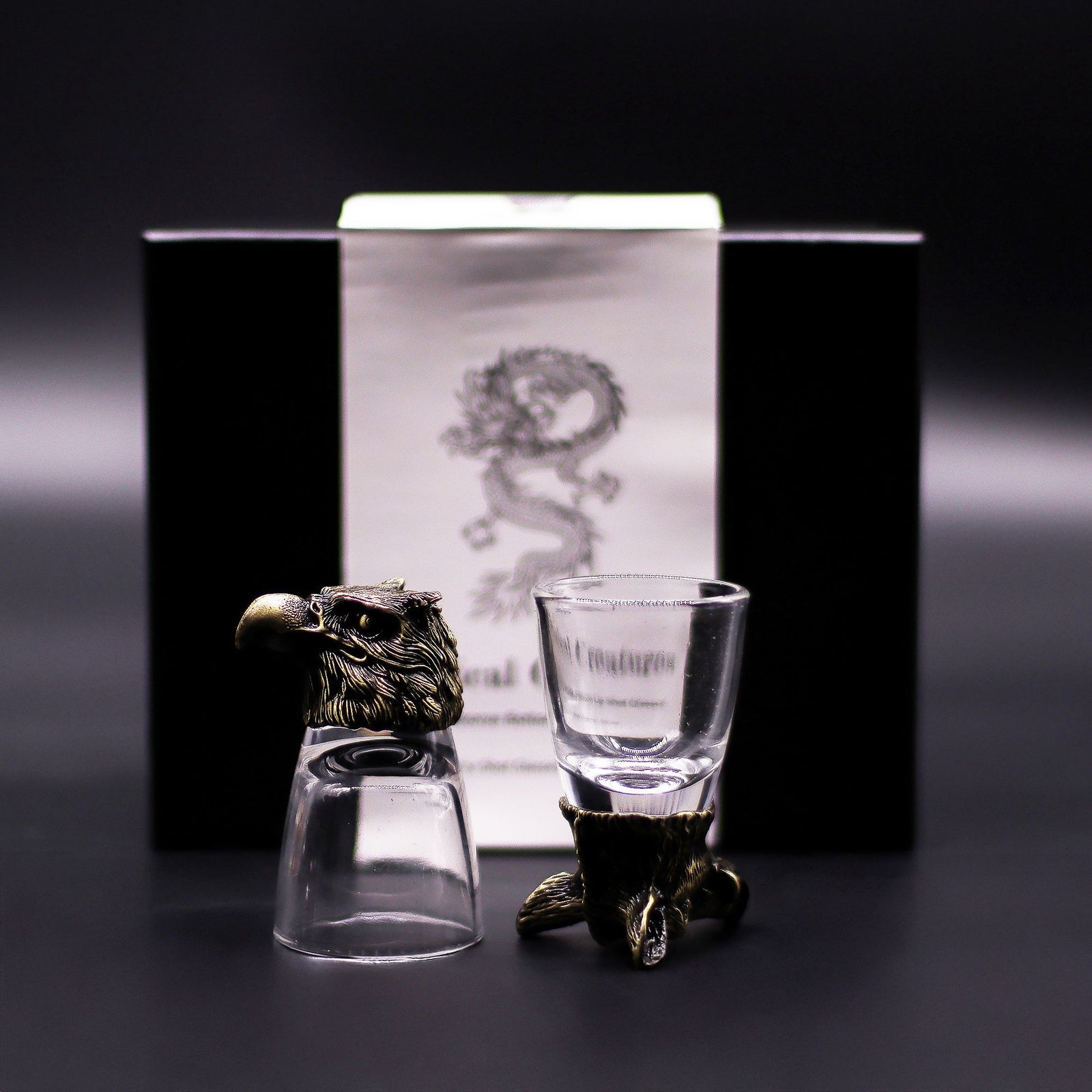 Gift Set of 6 Shot Glasses (50ml) - Wild Forest Creatures - Antique Bronze - Ditzy Petunia