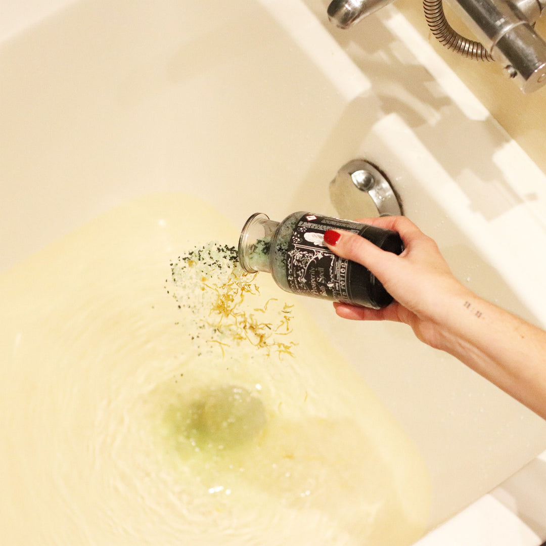 Ancient Witch Bath Spell Potion &amp; Aventurine Crystal Amulet - Prosperity - Ditzy Petunia