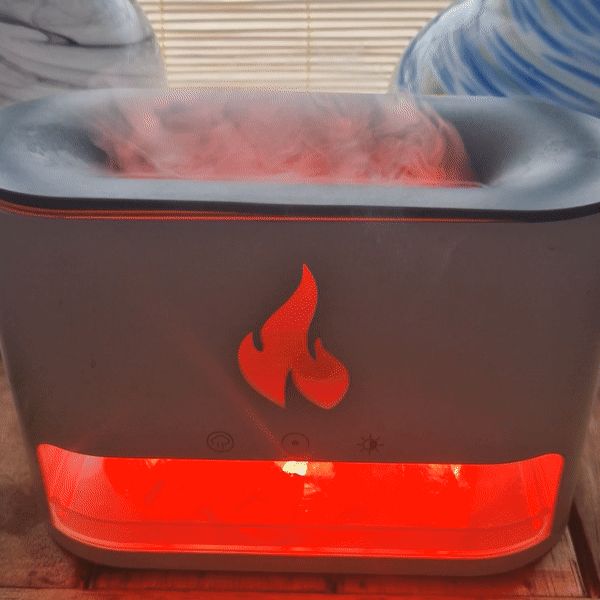 White Blaze Aroma Diffuser - Himalayan Salt Chamber - USB-C - Flame Effect (Salt included) - Ditzy Petunia