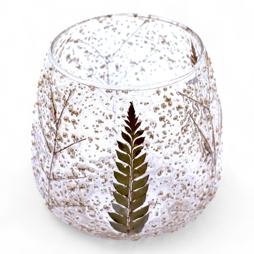 Natural Floral Glass - Straight Candle Holder -  Pino - (10x9cm) - Ditzy Petunia