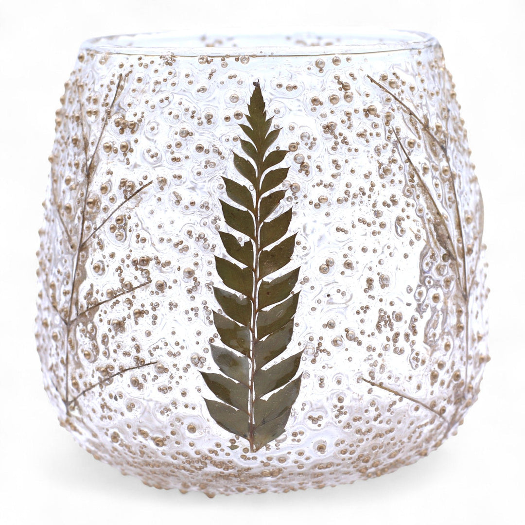 Natural Floral Glass - Straight Candle Holder -  Pino - (10x9cm) - Ditzy Petunia