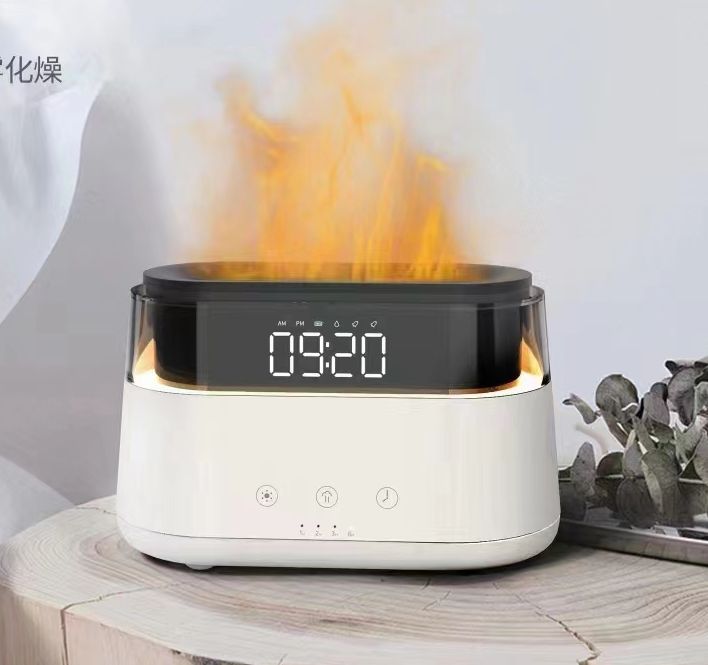 Modern Aroma Diffuser - Led Clock - USB-C - Flame Effect - Ditzy Petunia