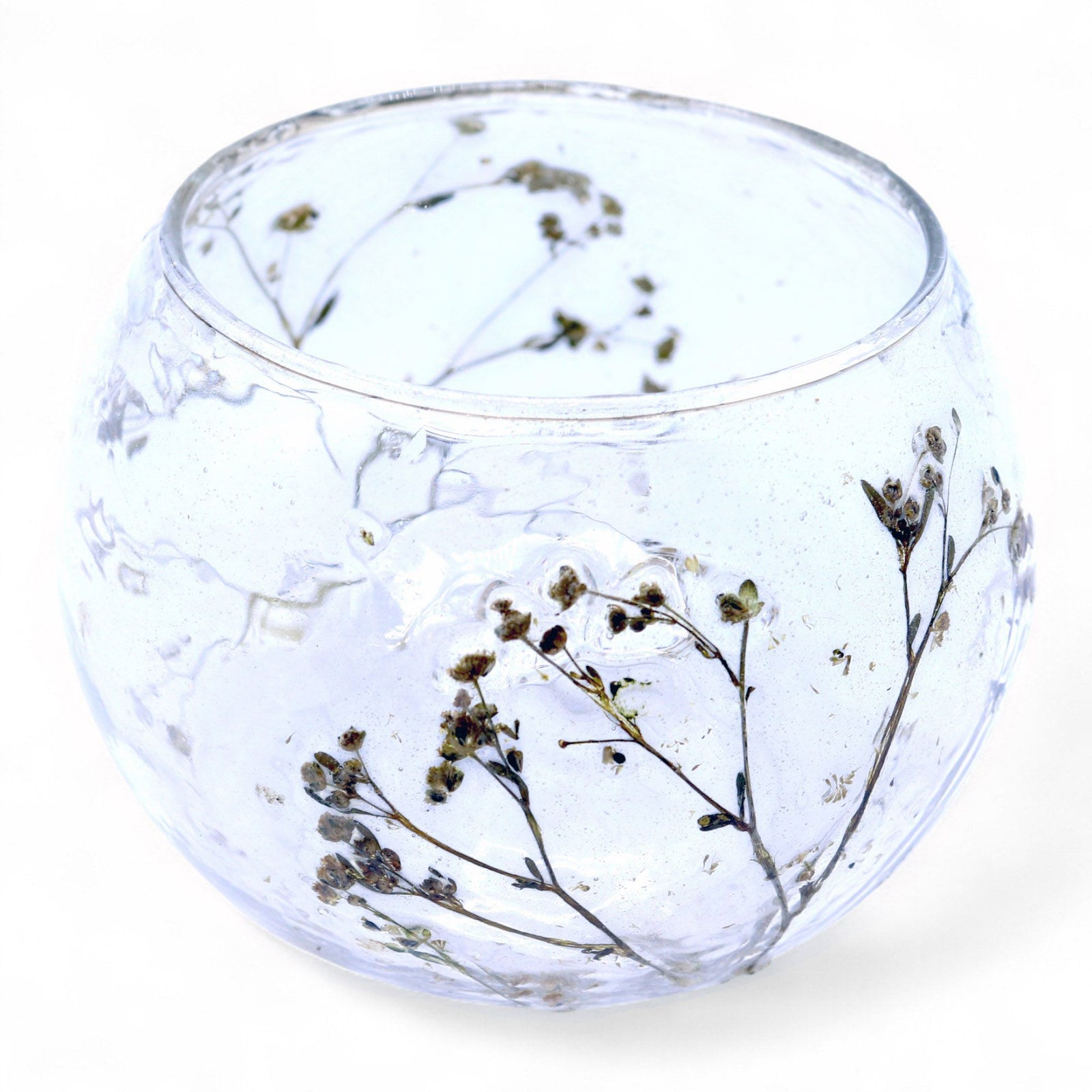 Natural Floral Glass - Bowl Candle Holder - Margarita - (8x10cm) - Ditzy Petunia