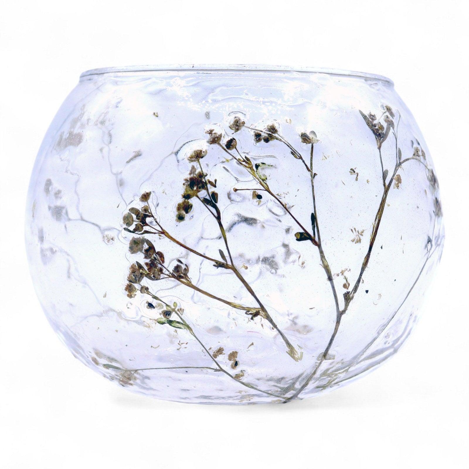 Natural Floral Glass - Bowl Candle Holder - Margarita - (8x10cm) - Ditzy Petunia