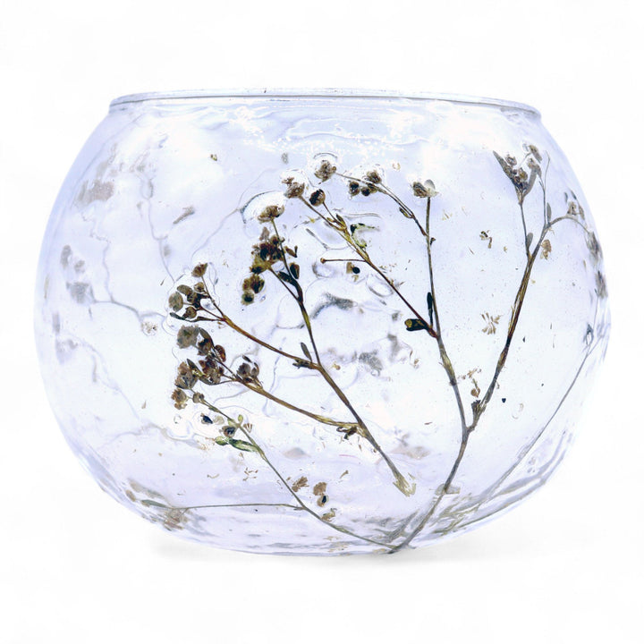 Natural Floral Glass - Bowl Candle Holder - Margarita - (8x10cm) - Ditzy Petunia