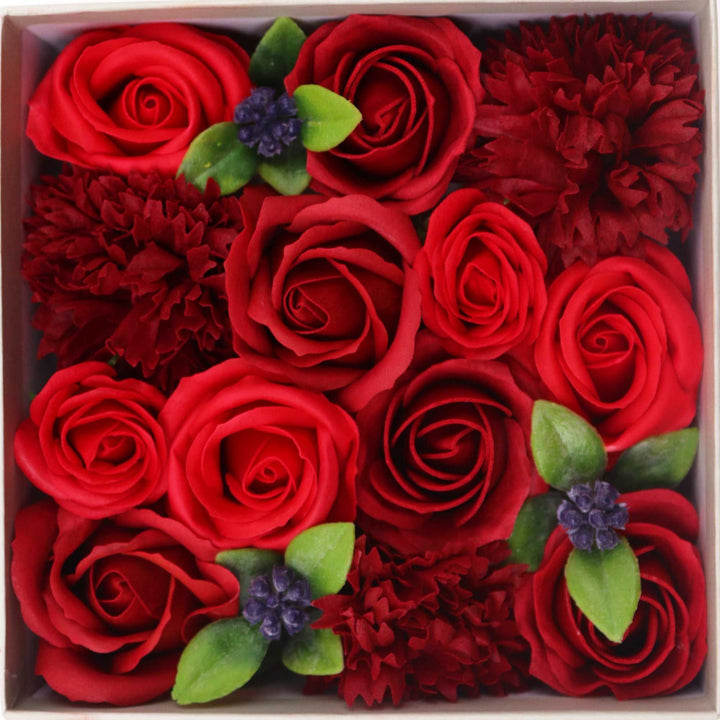 Square Box - Classic Red Roses - Ditzy Petunia
