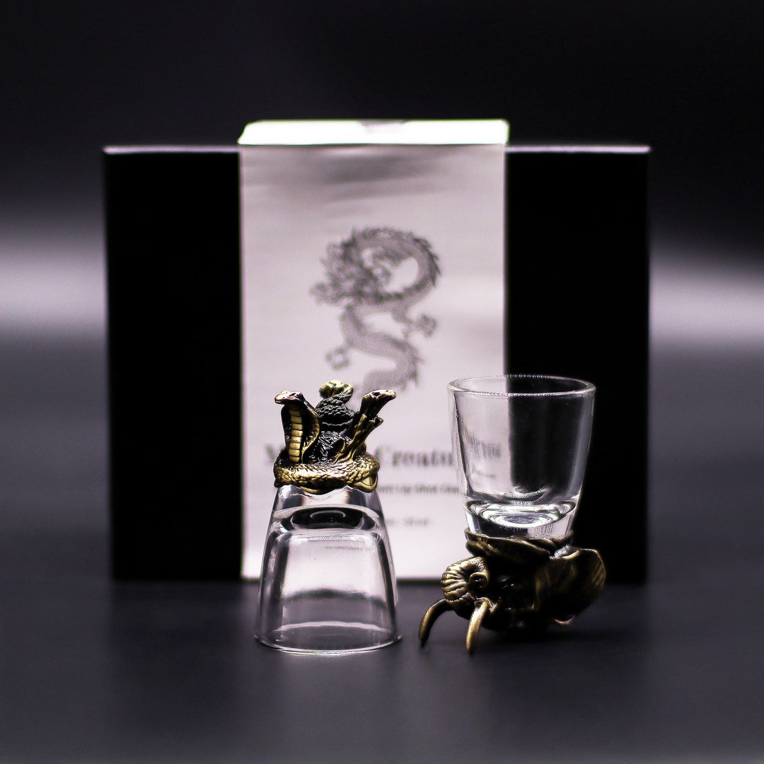 Gift Set of 6 Shot Glasses (50ml) - Mystical Creatures - Antique Bronze - Ditzy Petunia